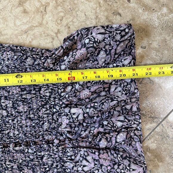 Intermix Silk Blouse Womens Size M Pink Black Floral Smocked Coquette Romantic - Picture 13 of 13